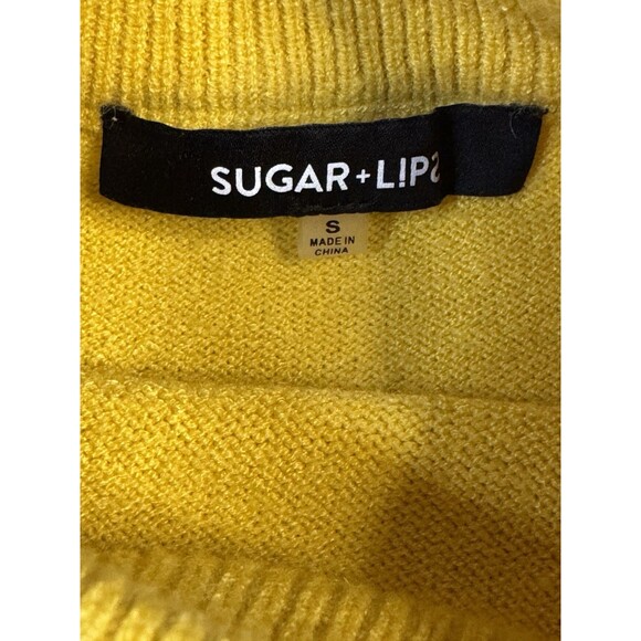Sugar + Lips Colorblock Pullover Sweater Yellow  Lavender Striped Crewneck Small - Picture 4 of 8